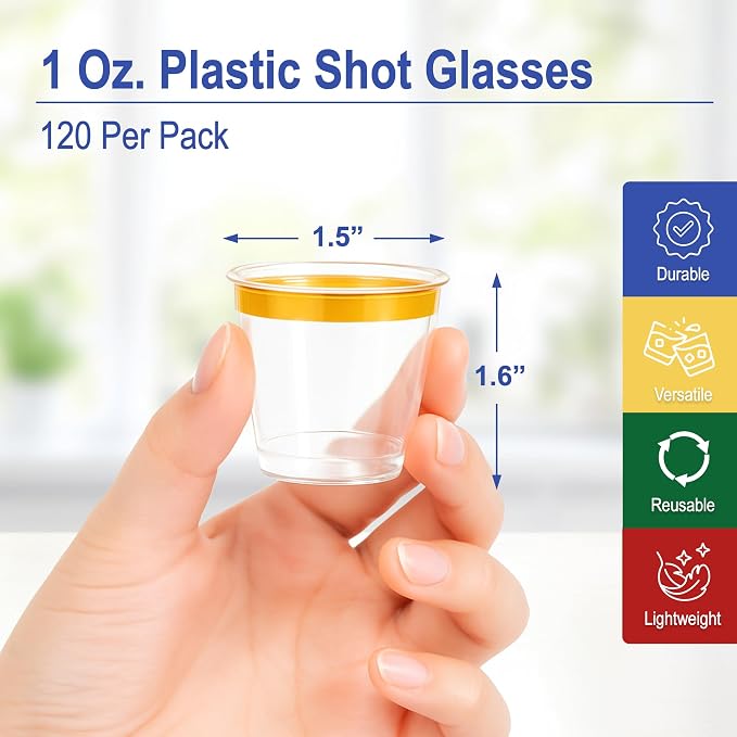 Mandala Crafts Disposable 1oz Plastic Mini Shot Glasses - Image 3