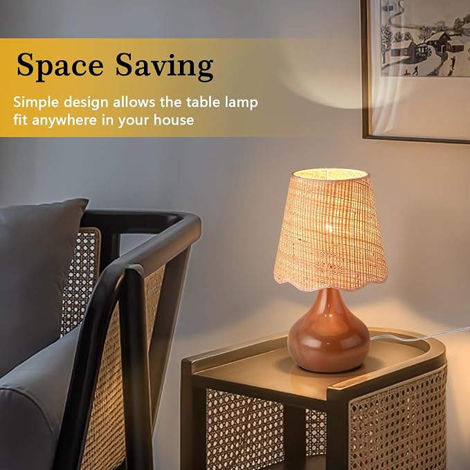 Ziqqeelam Brown Small Bedside Table Lamp - Image 5
