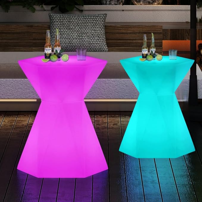 CECER 18" LED Cocktail Table，Rechargeable Light Up Furniture by CECER