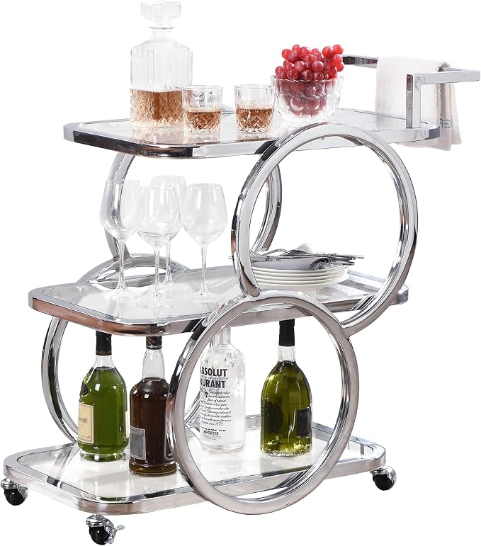 Home Bar Serving Carts 3 Tier Kitchen Carts on Wheels Mobile Bar Carts - Image 6