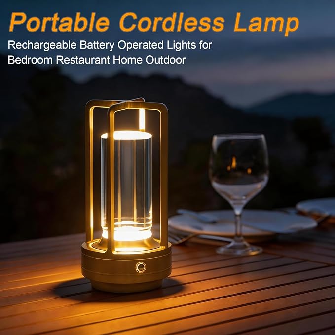 Rechargeable Table Lamp Cordless, 3 Color | Crystal | Stepless Dimming - Image 9