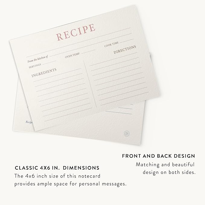 Dashleigh Elegant Recipe Cards 4x6 Double Sided, 50 Pack Thick Cardstock - Image 6