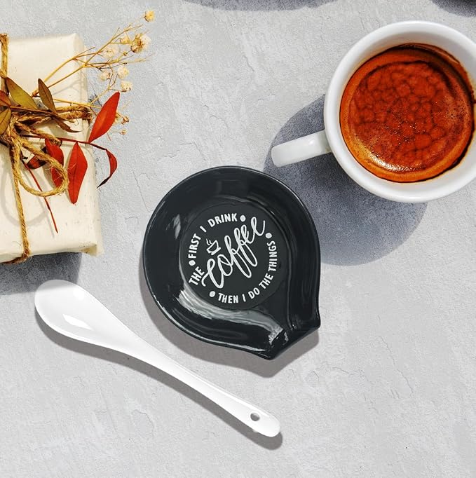 Funny Coffee Quote First I Drink The Coffee Then I Do The Things Ceramic Spoon - Image 7