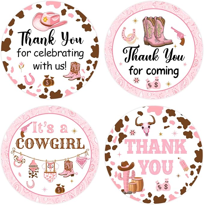 Serencatcher 10 Sheets Cowgirl Baby Shower Stickers, Western Cowgirl Baby by Serencatcher