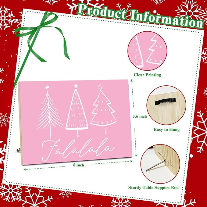 Falalala Merry Christmas Signs for Festival Wall Decoration Christmas Tree Wood - Image 2