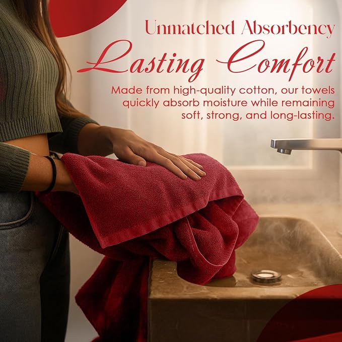 RIVERSIDE Pack of 8 Towels Set, 2 Large Bath, 2 Hand, 4 Face Washcloths - Image 9
