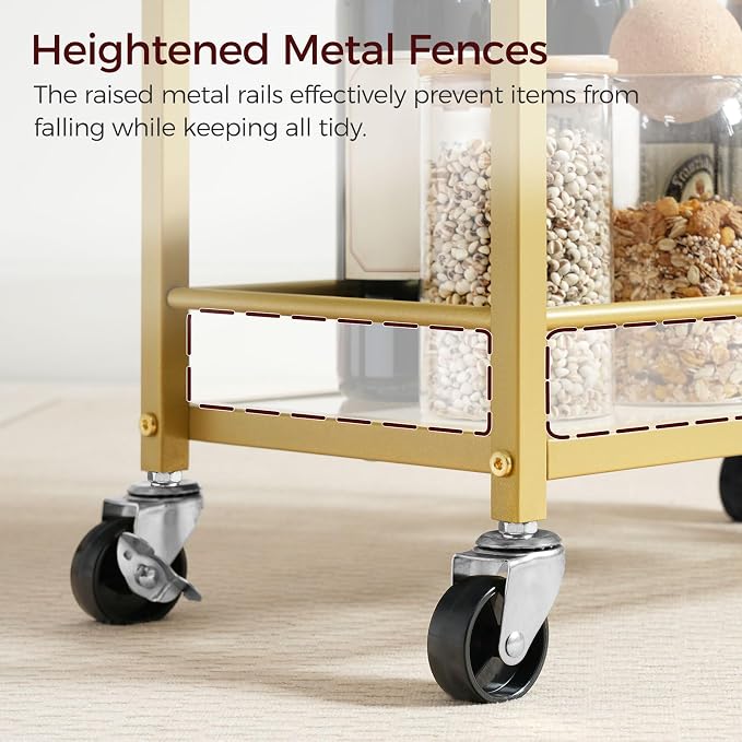 MAHANCRIS Bar Cart for The Home, 3-Tier Drink Cart on Wheels, Home Bar Serving - Image 7