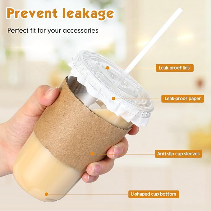 Baderke 50 Sets Clear Plastic Coffee Cups - Image 4