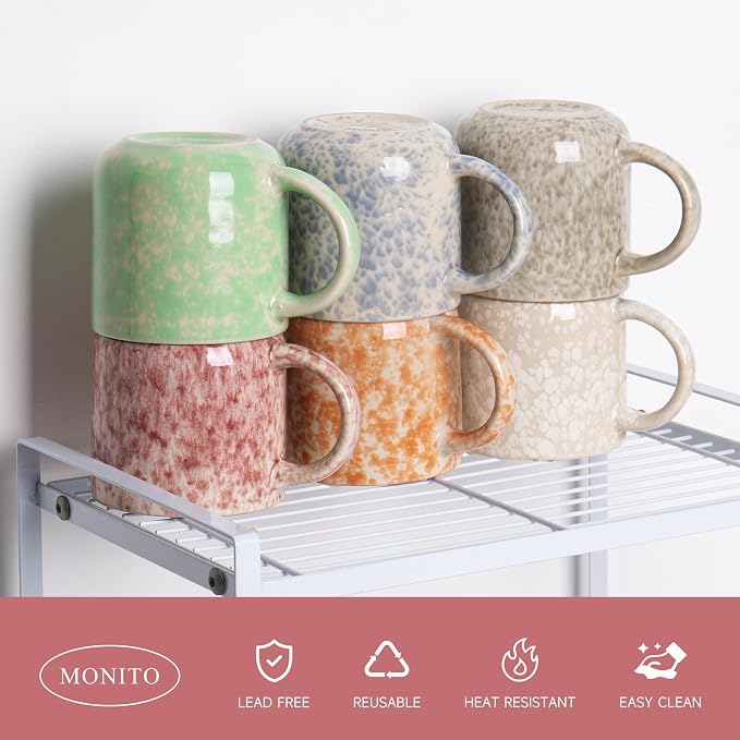 MONITO 12 OZ Coffee Mugs Set of 6, Modern Coffee Mugs Set - Image 4