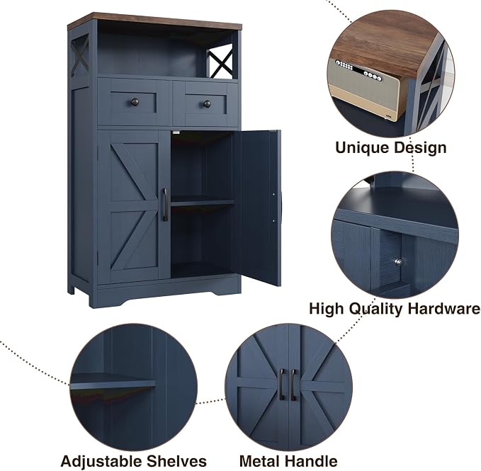 Befrases Farmhouse Blue Storage Cabinet - Image 8