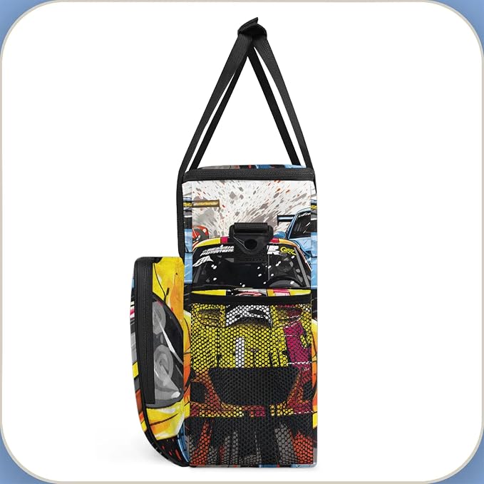 Yellow Racing Car Coffee Maker Carring Bag, Large Insulated Storage Organizer - Image 4