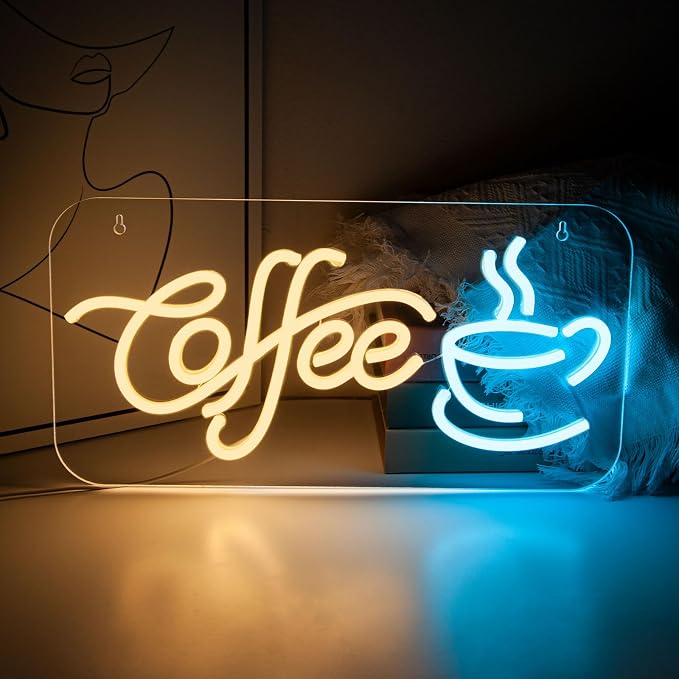Coffee Neon Sign for Wall Decor, Bright LED Coffee Sign Room Decor Neon Light by Lurevia