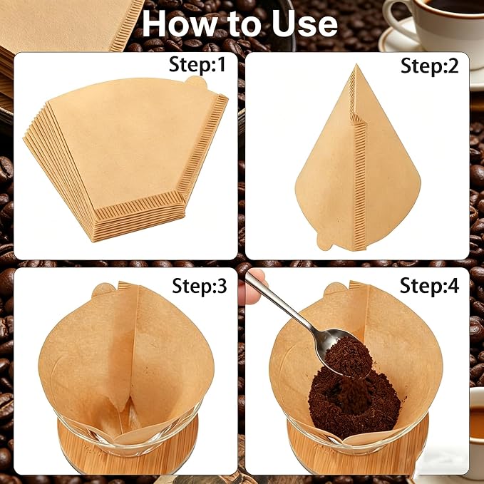 #4 Cone Coffee Filters 100 Count, Unbleached Natural Brown Paper, No Bleach No - Image 8