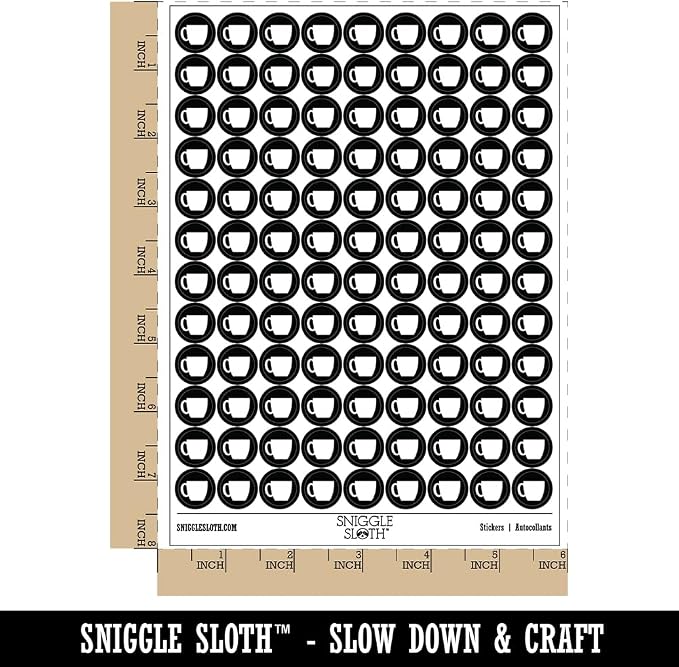 Coffee Mug Cup Solid 200+ Round Stickers - Image 2