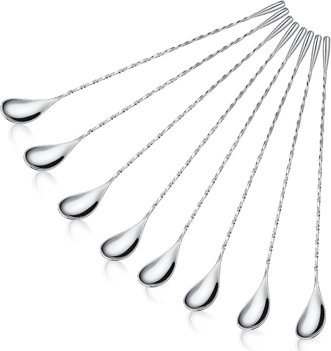 Boao 8 Pcs 12 Inch Cocktail Spoon Coffee Spoons Bar Stirring Spoon Long Handle by Boao