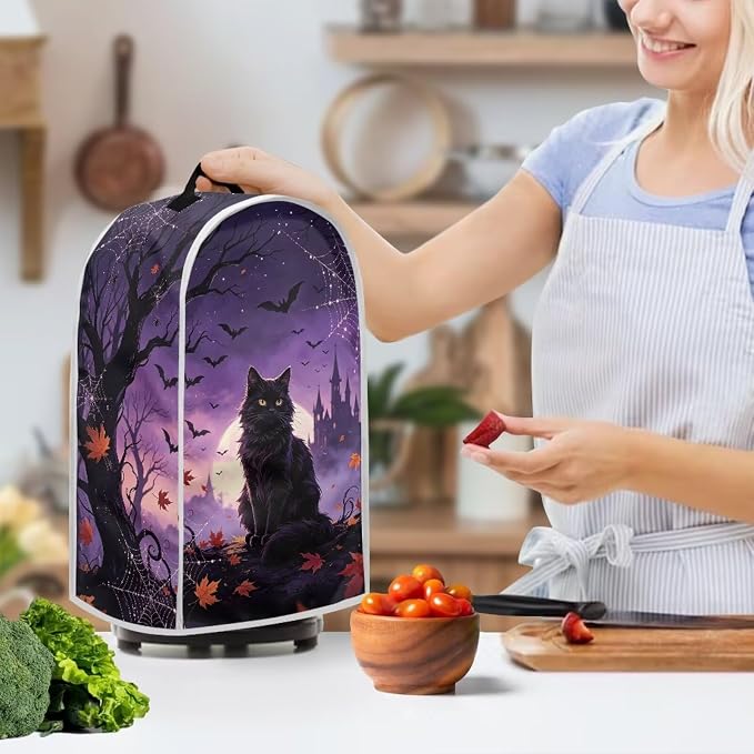 Leaves Black Cat Blender Dust Cover, Anti Fingerprint Polyester Stand Mixer or - Image 3