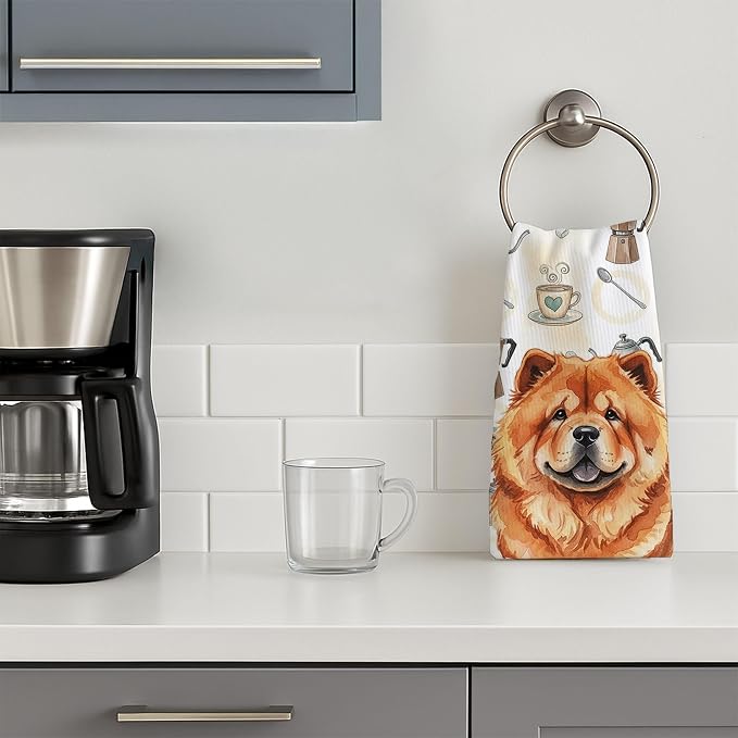 Caroline's Treasures Red Chow Chow Coffee Bar Kitchen Towel Velour Plush Front - Image 3