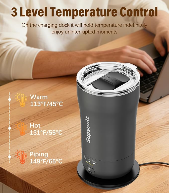 Supsonic - 14oz Heated Coffee Mug, Self-Heating Travel Mug - Image 2