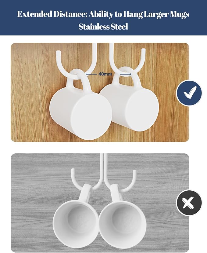 Luckinow Mug Hooks Under Cabinet 3 Pack, Coffee Cup Hooks - Image 4