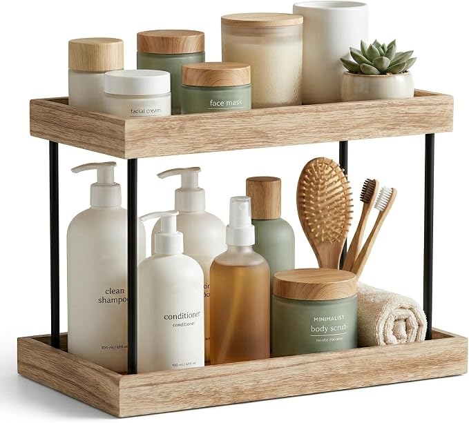 WOPITUES Bathroom Counter Organizer, 2 Tier Perfume Organizer, Wooden Bathroom by WOPITUESOfficial