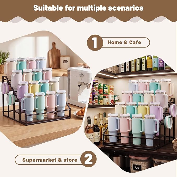 Nuanchu 4 Tier Water Bottle Organizer, 40 oz Large Handled Tumbler Organizer - Image 8