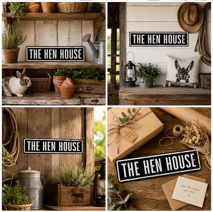 Rustic Farmhouse Style Chicken Coop Sign, Metal Outdoor Chicken House Signs - Image 6