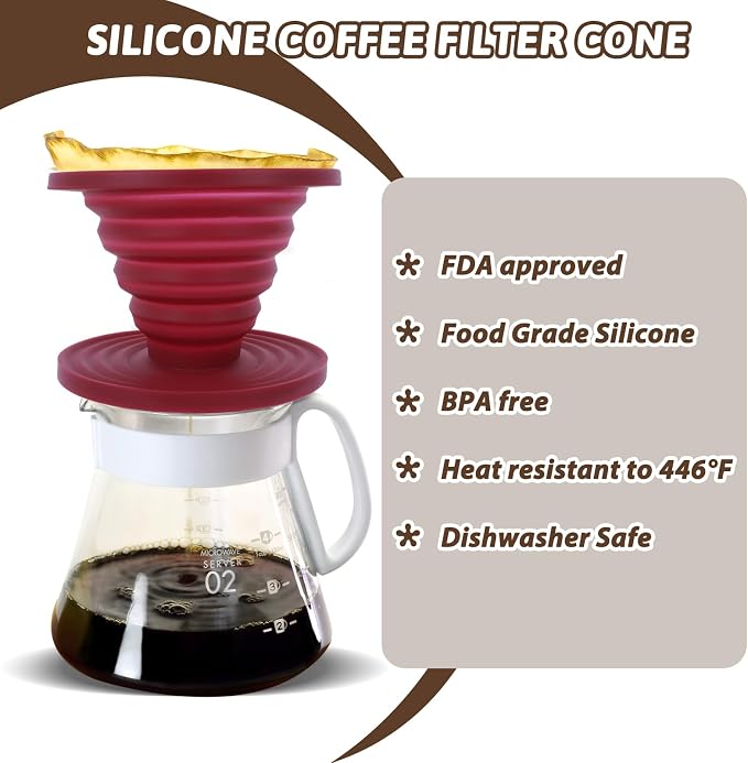 Coffee Dripper, Foldable Silicone Coffee Dripper Foldable Travel Pour Over - Image 5