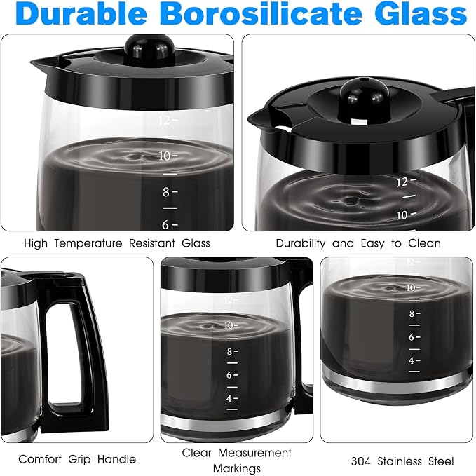 12-Cup Glass Carafe Pot Replacement Hamilton-Beach Coffee Carafe Pot 46310 - Image 5