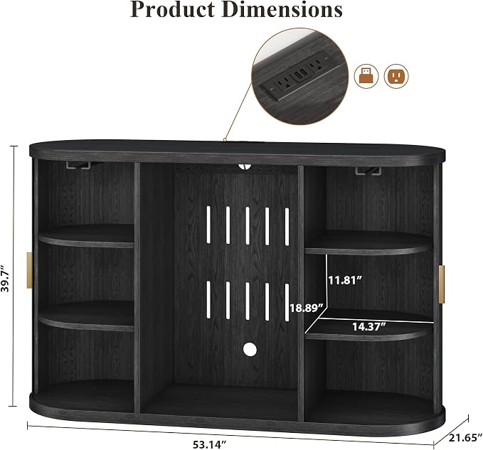 Jocoevol 53" Fluted Coffee Bar Cabinet - Image 2