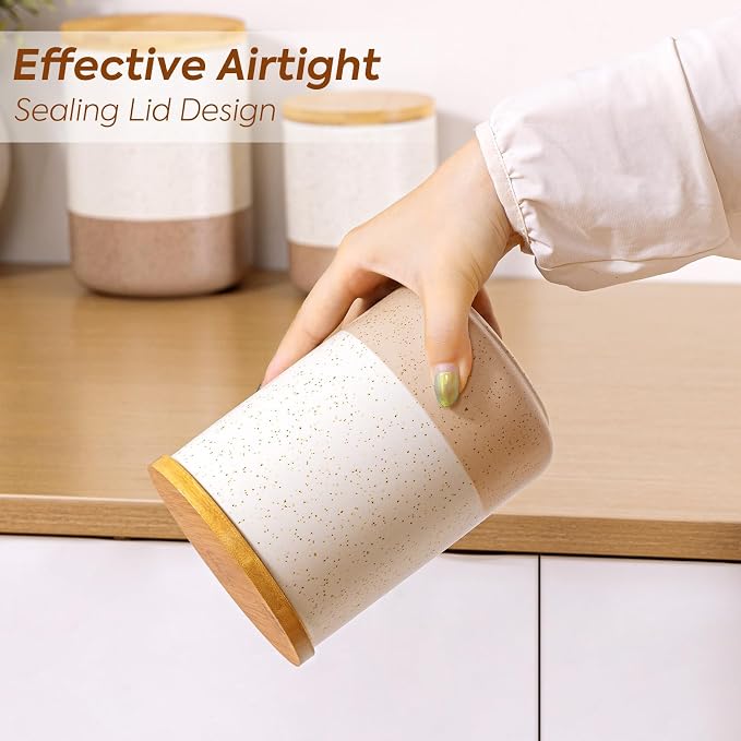 Yangbaga Canister Sets for Kitchen Counter, 80/40/20 OZ Large Ceramic Food - Image 4