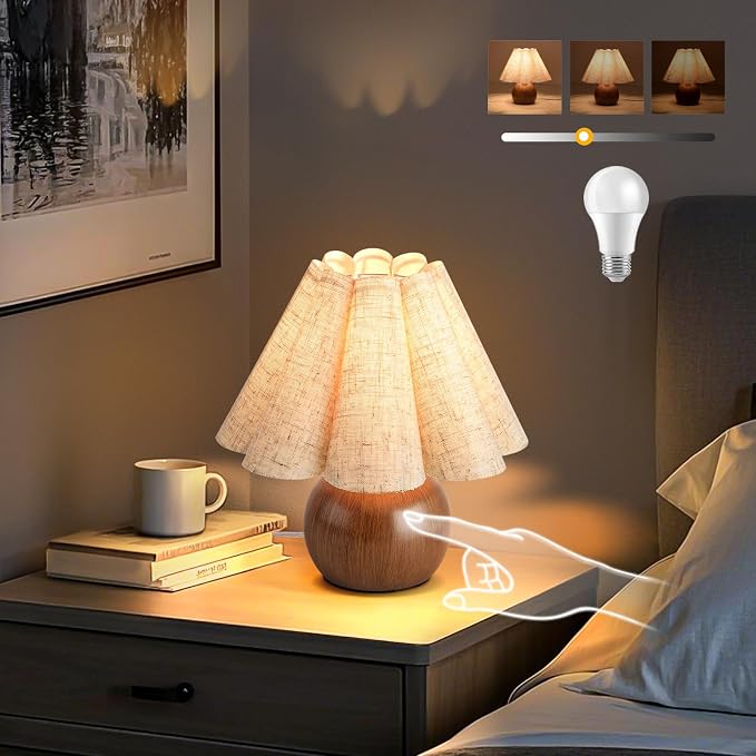 Wood Grain Touch Control Table Lamp by Unknown