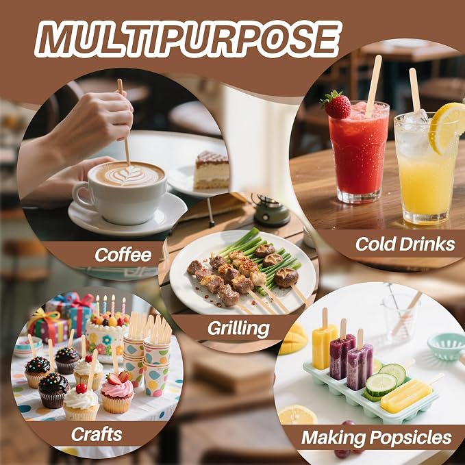 MAQIHAN 250PCS Individually Wrapped Wooden Coffee Stirrers - Image 7