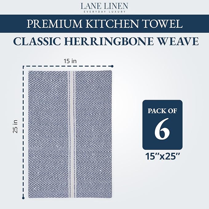 Lane Linen Kitchen Towel Set, 6 Pack 100% Cotton Hand Towels - Image 2