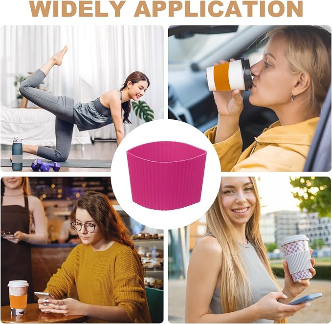 uxcell 6Pack Coffee Cup Sleeves, Reusable Silicone Heat Resistant Cup - Image 6