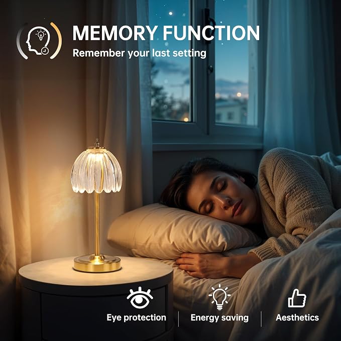Shenmoyl Tulip Table Lamp with 5000mAh Battery & Touch Control, Cordless Table - Image 8
