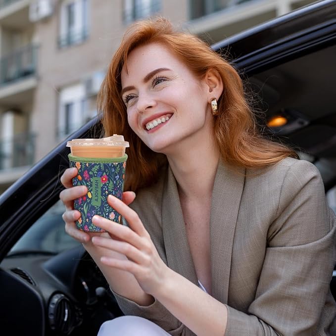 Reusable Insulated Neoprene Iced Coffee Cup Sleeve, Durable Drink Sleeve - Image 3