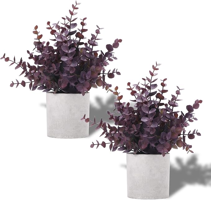 Coferset 2 Pack Small Fake Plants Eucalyptus Potted Artificial Plants Fall by Coferset