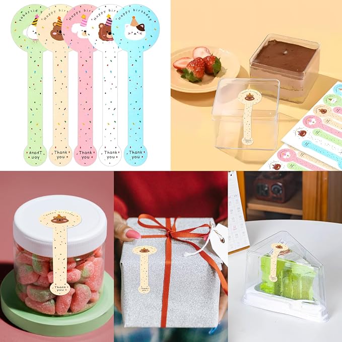 300pcs Happy Birthday Handmade Lollipop Baking Stickers - Image 4