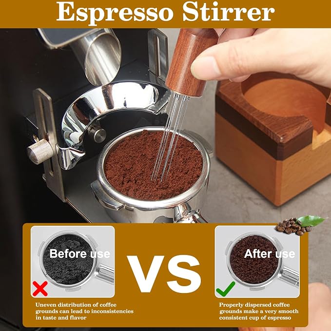 51mm Espresso Accessories Kit, Wooden Handle Espresso Tamper, WDT Tool - Image 2