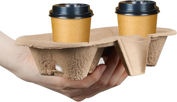 HAKZEON 100 Pack Fiber 2 Cup Holders, To Go Coffee Cup Holder, 2 Cups Pulp - Image 6