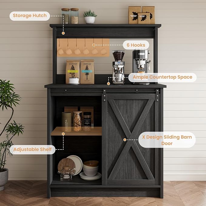 4ever2buy Farmhouse Coffee Bar Cabinet - Image 6