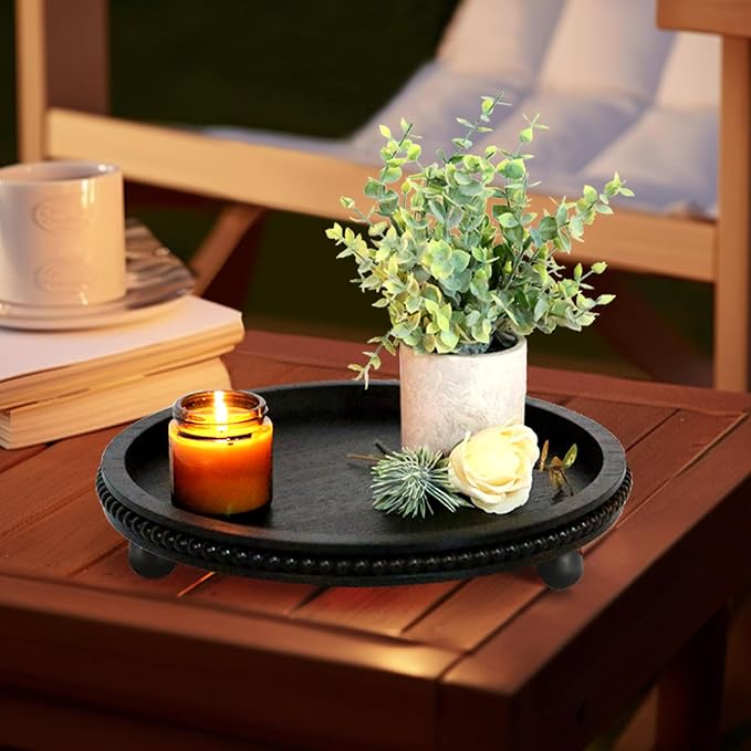 Wooden Beaded Decor Tray for Coffee Table, Rustic Wooden Trays Table - Image 5