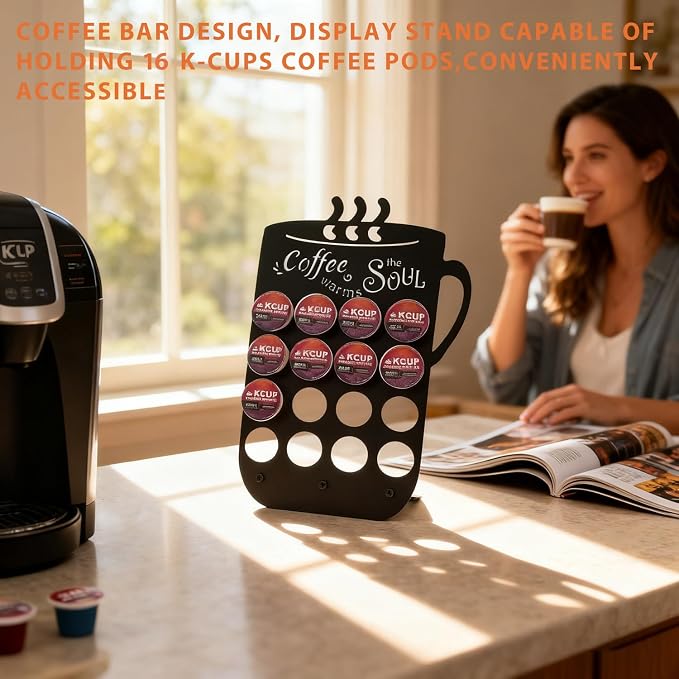 Metal K Cups Coffee Pod Holder, 19 Pods Holder Display, Coffee Bar Organizer - Image 6