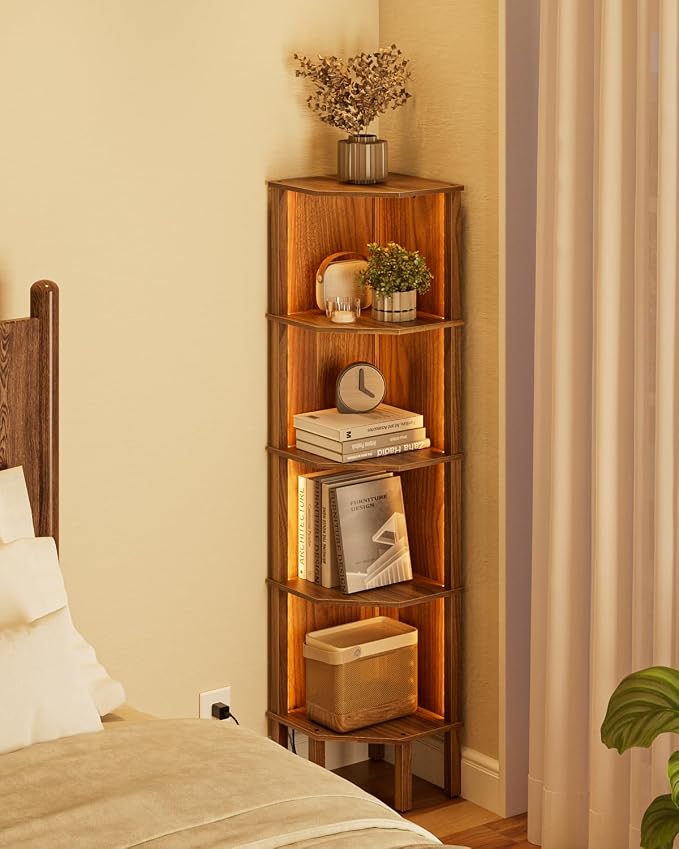 Corner Shelf Stand, 5 Tier Corner Bookshelf, Corner Furniture - Image 5
