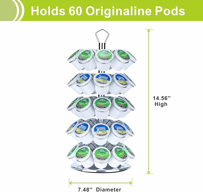K cup Holder Storage Coffee Capsules Pod Holder Carousel 5 Tier Compatible - Image 2