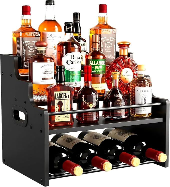 4-Tier Wood Display Shelf Wine Rack by Unknown