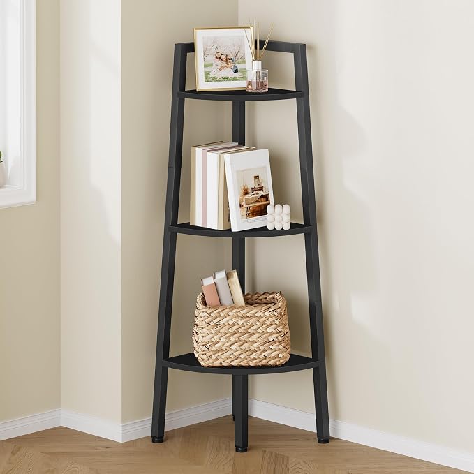 Hoctieon Corner Shelf, 3-Tier 40" Tall Corner Bookshelf, Rustic Ladder Shelf by Hoctieon