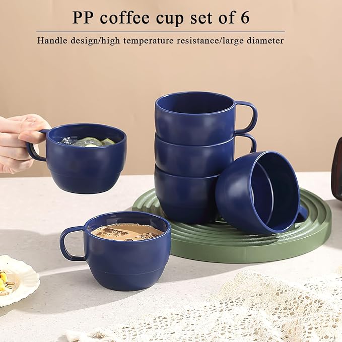 Coffee Mugs Set of 6, Coffee Cups 12oz, Durable Light Weight Plastic Mugs - Image 3