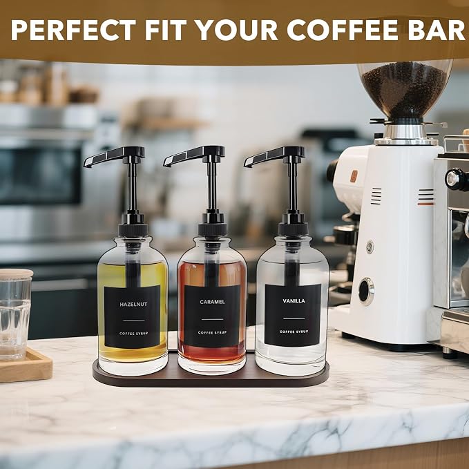 Coffee Syrup Dispenser for Coffee Bar, Glass Syrup Bottle - Image 6