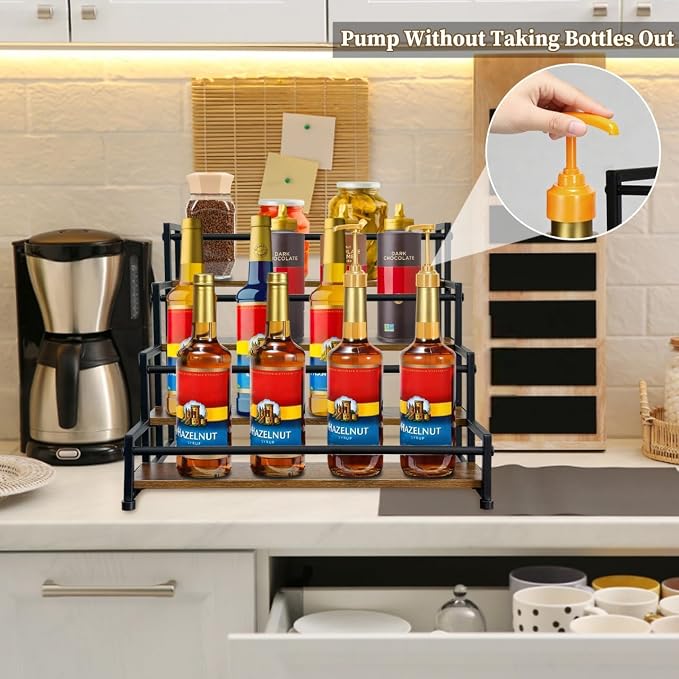 4-Tier Coffee Syrup Organizer 20 Bottles Syrup Rack - Image 3